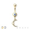 OPAL MOON DANGLE 316L SURGICAL STEEL NAVEL RING
