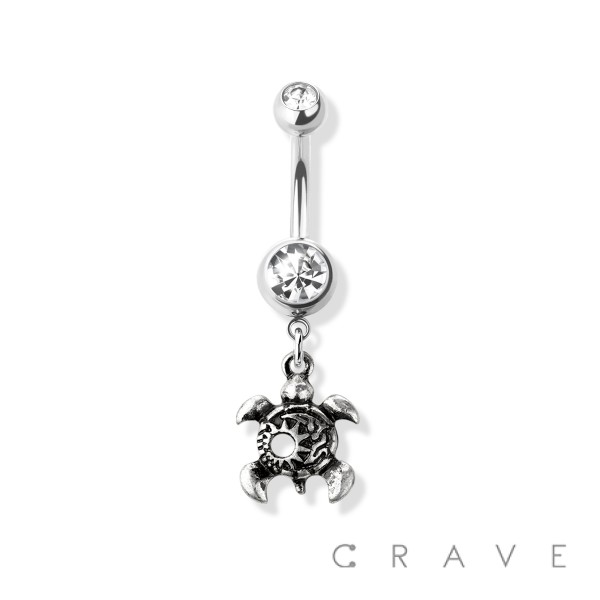 SUN&MOON SHELL TURTLE DANGLE 316L SURGICAL STEEL NAVEL RING