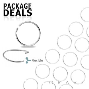 100PCS OF 316L SURGICAL STEEL ANNEALED HOOP NOSE RING