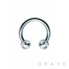 PVD PLATED OVER 316L SURGICAL STAINLESS STEEL HORSESHOE WITH MULTI GEMMED BALLS