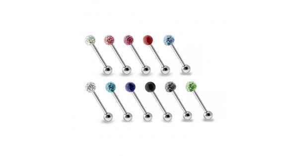 Crystal Paved Ferido Balls 316L Surgical Steel Nipple Bar Barbell