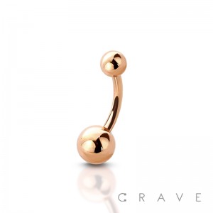 ROSE GOLD PVD PLATED OVER 316L SURGICAL STEEL NAVEL RING