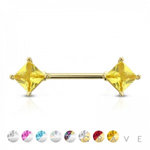 RHOMBUS PRINCESS PRONG SET 316L SURGICAL STEEL NIPPLE BAR