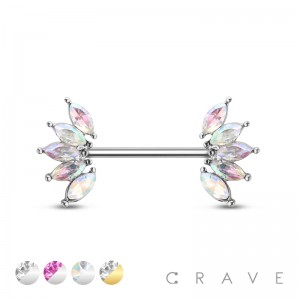 MARQUISE GEM DECO 316L SURGICAL STEEL NIPPLE BAR