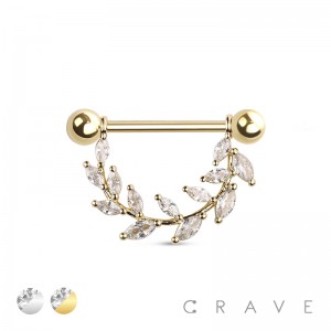 GEM GEM SET VINE 316L SURGICAL STEEL NIPPLE SHIELD