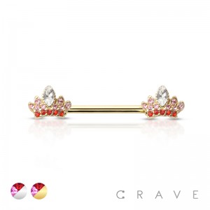 GEM CROWN ENDS 316L SURGICAL STEEL NIPPLE BAR