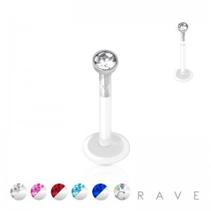 BIOFLEX SILICON PUSH IN RETAINER WITH 2MM PRESS FIT CLEAR GEM