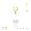 FLAT BIO FLEX LABRET WITH 316L SURGICAL STEEL HEART SHAPE TOP PUSH IN 