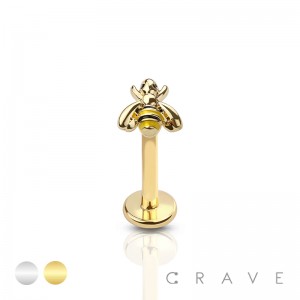INTERNALLY THREADED BUMBLE BEE TOP 316L SURGICAL STEEL LABRET STUD