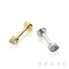 4MM CROWN TEAR DROP CZ 316L SURGICAL STEEL LABRET