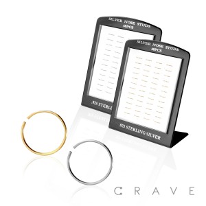 48PCS OF STERLING SILVER INFINITY NOSE HOOP L-STAND