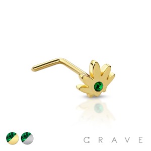 MARIJUANA POT LEAF 316L SURGICAL STEEL NOSE STUD 