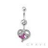 HEART WITH BUTTERFLY DANGLE 316L SURGICAL STEEL NAVEL RING