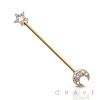 STAR & MOON ENDS 316L SURGICAL STEEL INDUSTRIAL BARBELL