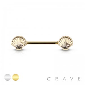 SEASHELL 316L SURGICAL STEEL NIPPLE BAR
