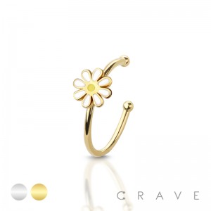 DAINTY DAISY ENAMEL SHAPE 316L SURGICAL STEEL NOSE HOOP RING