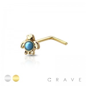 TURQUOISE SEA TURTLE SHAPE 316L SURGICAL STEEL NOSE