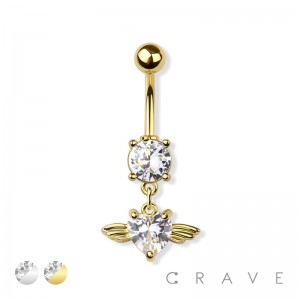 ANGEL HEART  316L SURGICAL STEEL NAVEL RING