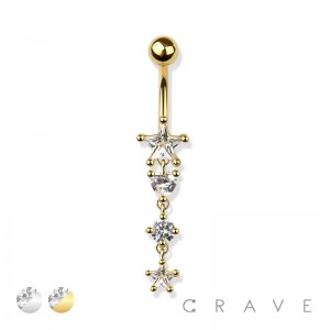 STAR&HEART ROUND PRONG DANGLE 316L SURGICAL STEEL NAVEL RING