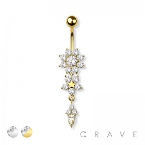 FLOWER 316L SURGICAL STEEL NAVEL RING