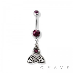 TRINITY DANGLE 316L SURGICAL STEEL NAVEL RING