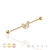 BUTTERFLY CZ CENTERED GOLD PLATED 316L SURGICAL STEEL INDUSTRIAL BARBELL