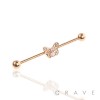 BUTTERFLY CZ CENTERED GOLD PLATED 316L SURGICAL STEEL INDUSTRIAL BARBELL