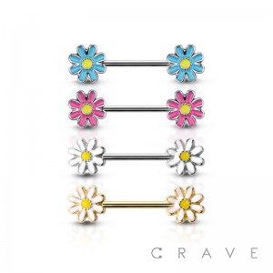 DAISY FLOWER BLOSSOM 316L SURGICAL STEEL NIPPLE BAR