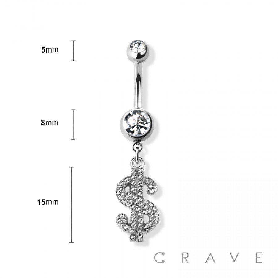 Women`s Belly Button Ring Dollar Sign Shape Navel Piercing Body