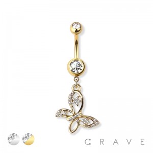 BUTTERFLY DANGLE 316L SURGICAL STEEL NAVEL RING