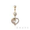 316L SURGICAL STEEL HEART DANGLE NAVEL RING