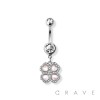 CLOVER FLOWER DECOR CHARM 316L SURGICAL STEEL NAVEL BELLY RING