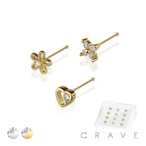 12 PCS OF 925 STERLING SILVER SET MIXED DESIGNS NOSE BONE PACKAGE