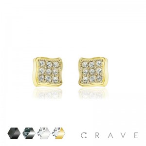 PAIR OF STAINLESS STEEL PIN GEM PAVED 