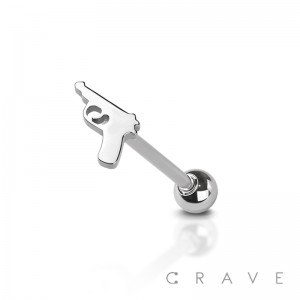 GUN 316L SURGICAL STEEL TONGUE BARBELL