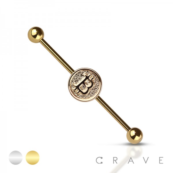 BITCOIN DIGITAL CURRENCY 316L SURGICAL STEEL INDUSTRIAL BARBELL