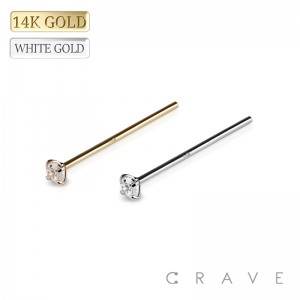 14Kt Gold 16MM NOSE FISHTAIL WITH ROUND PRONG SET