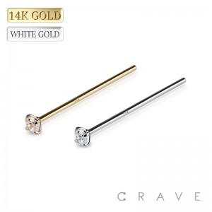 14Kt Gold NOSE FISHTAIL WITH ROUND PRONG SET