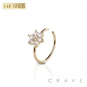 14Kt Gold NOSE "O-RING" WITH FLOWER PRONG SET