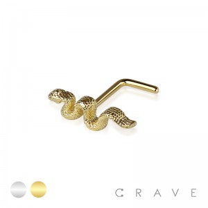 SNAKE TOP 316L SURGICAL STEEL L- SHAPE NOSE RING