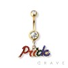 PRIDE RAINBOW CZ STONE 316L SURGICAL STEEL NAVEL BELLY RING