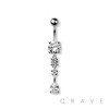 TEARDROP DANGLE ROUND PRONG 316L SURGICAL STEEL NAVEL BELLY RING