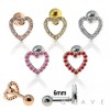 316L SURGICAL STAINLESS STEEL CARTILAGE BARBELL WITH LINE LOVE HEART