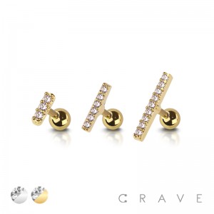 CZ PRONG BAR TOP 316L SURGICAL STEEL BAR CARTILAGE