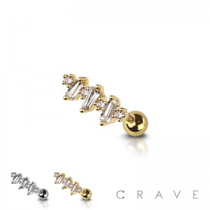 CZ GEM PAVED DECOR 316L SURGICAL STEEL BAR CARTILAGE