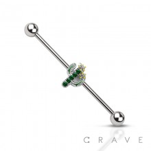 GREEN CACTUS DECOR 316L SURGICAL STEEL INDUSTRIAL BARBELL
