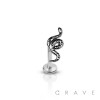TWISTED SNAKE (ALLOY) INTERNALLY THREADED 316L SURGICAL STEEL LABRET/MONROE WITH PRONG SET CZ STONES