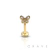 CZ GEM PAVED BUTTERFLY (ALLOY) INTERNALLY THREADED 316L SURGICAL STEEL LABRET/MONROE WITH PRONG SET 