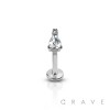 CZ TEAR DROP DECOR (ALLOY) INTERNALLY THREADED 316L SURGICAL STEEL LABRET/MONROE WITH PRONG SET CZ S
