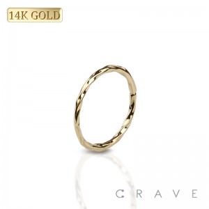 14Kt Gold BENDABLE SWIRL TWIST DIAMOND CUT NOSE HOOP